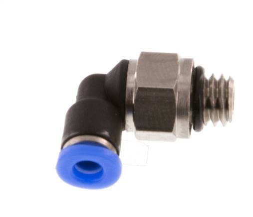 3mm x M 6 90° Winkel-Steckverschraubung mit Außengewinde Messing/PBT NBR kurze Hülse drehbar kompaktes Design [2 Stück]
