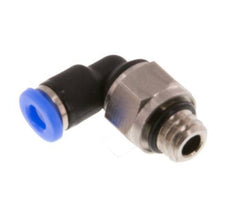 3mm x M 6 90° Winkel-Steckverschraubung mit Außengewinde Messing/PBT NBR kurze Hülse drehbar kompaktes Design [2 Stück]