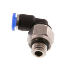 3mm x M 6 90° Winkel-Steckverschraubung mit Außengewinde Messing/PBT NBR kurze Hülse drehbar kompaktes Design [2 Stück]