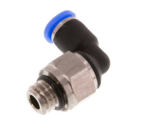 3mm x M 6 90° Winkel-Steckverschraubung mit Außengewinde Messing/PBT NBR kurze Hülse drehbar kompaktes Design [2 Stück]