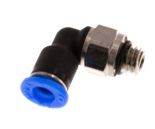 4mm x M 6 90° Winkel-Steckverschraubung mit Außengewinde Messing/PBT NBR kurze Hülse drehbar kompaktes Design [2 Stück]