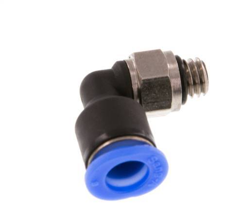 6mm x M 6 90deg Elbow Push-in Fitting with Male Threads Brass/PBT NBR Short Sleeve Rotatable Compact Design [2 Pieces]