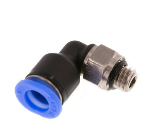 6mm x M 6 90° Winkel-Steckverschraubung mit Außengewinde Messing/PBT NBR kurze Hülse drehbar kompaktes Design [2 Stück]