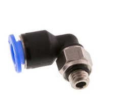 6mm x M 6 90° Winkel-Steckverschraubung mit Außengewinde Messing/PBT NBR kurze Hülse drehbar kompaktes Design [2 Stück]