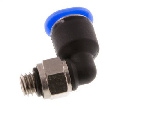 6mm x M 6 90° Winkel-Steckverschraubung mit Außengewinde Messing/PBT NBR kurze Hülse drehbar kompaktes Design [2 Stück]