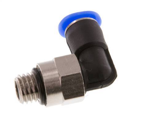 4mm x M 7 90° Winkel-Steckverschraubung mit Außengewinde Messing/PBT NBR kurze Hülse drehbar kompaktes Design [2 Stück]