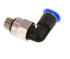 4mm x M 7 90° Winkel-Steckverschraubung mit Außengewinde Messing/PBT NBR kurze Hülse drehbar kompaktes Design [2 Stück]