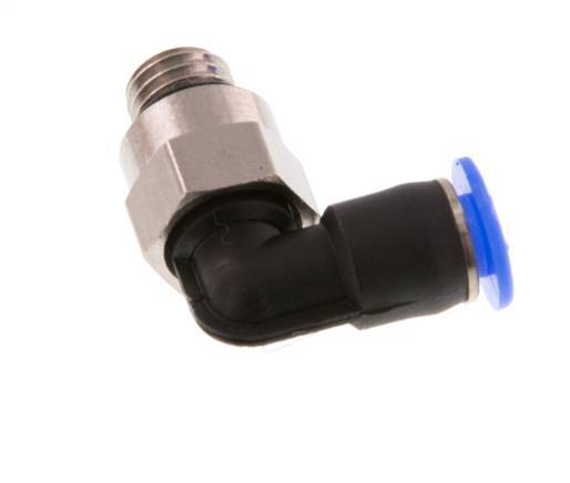 4mm x M 7 90° Winkel-Steckverschraubung mit Außengewinde Messing/PBT NBR kurze Hülse drehbar kompaktes Design [2 Stück]