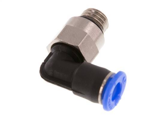 4mm x M 7 90° Winkel-Steckverschraubung mit Außengewinde Messing/PBT NBR kurze Hülse drehbar kompaktes Design [2 Stück]