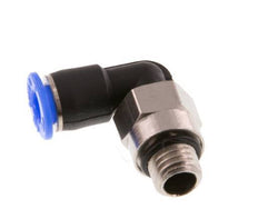 4mm x M 7 90° Winkel-Steckverschraubung mit Außengewinde Messing/PBT NBR kurze Hülse drehbar kompaktes Design [2 Stück]