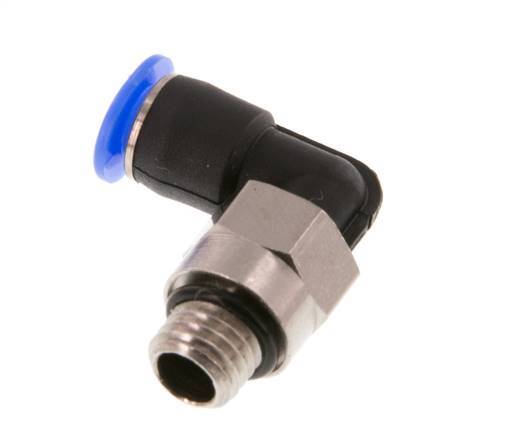 4mm x M 7 90° Winkel-Steckverschraubung mit Außengewinde Messing/PBT NBR kurze Hülse drehbar kompaktes Design [2 Stück]