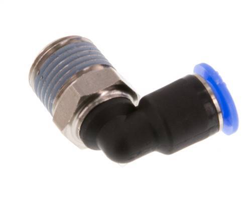 4mm x R1/8'' 90deg Winkel-Steckverschraubung mit Außengewinde Messing/PBT NBR Kurze Hülse Drehbares Kompaktdesign [2 Stück]