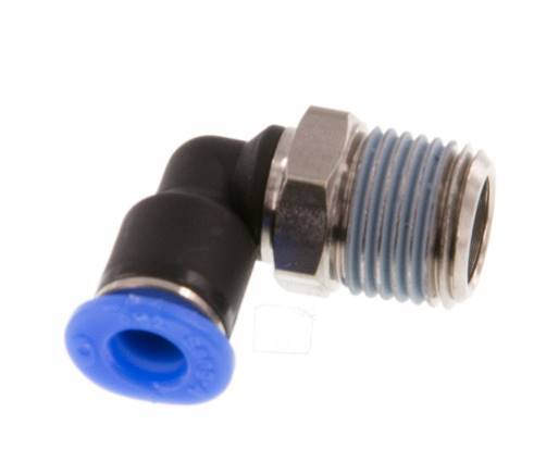 4mm x R1/8'' 90deg Winkel-Steckverschraubung mit Außengewinde Messing/PBT NBR Kurze Hülse Drehbares Kompaktdesign [2 Stück]