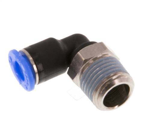 4mm x R1/8'' 90deg Winkel-Steckverschraubung mit Außengewinde Messing/PBT NBR Kurze Hülse Drehbares Kompaktdesign [2 Stück]