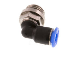 4mm x G1/8'' 90deg Winkel-Steckverschraubung mit Außengewinde Messing/PBT NBR Kurzhülse Drehbares Kompaktdesign [2 Stück]