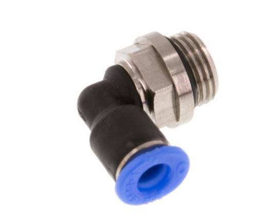 4mm x G1/8'' 90deg Winkel-Steckverschraubung mit Außengewinde Messing/PBT NBR Kurzhülse Drehbares Kompaktdesign [2 Stück]