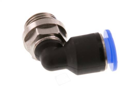 6mm x G1/8'' 90deg Winkel-Steckverschraubung mit Außengewinde Messing/PBT NBR Kurzhülse Drehbares Kompaktdesign [2 Stück]