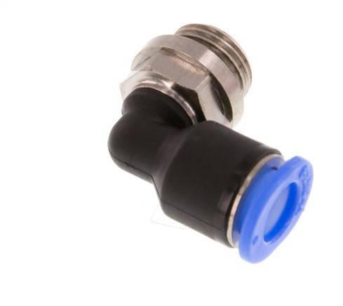 6mm x G1/8'' 90deg Winkel-Steckverschraubung mit Außengewinde Messing/PBT NBR Kurzhülse Drehbares Kompaktdesign [2 Stück]