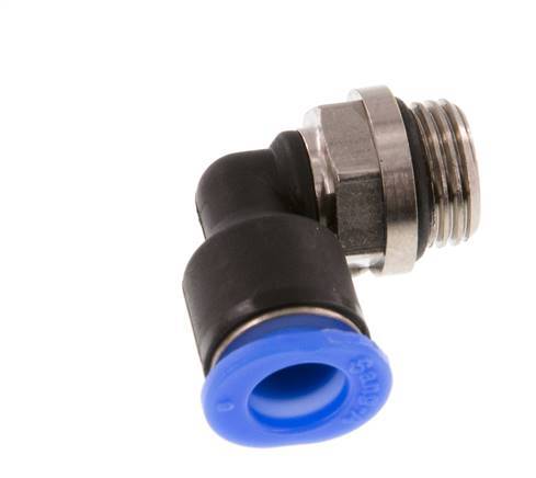 6mm x G1/8'' 90deg Winkel-Steckverschraubung mit Außengewinde Messing/PBT NBR Kurzhülse Drehbares Kompaktdesign [2 Stück]