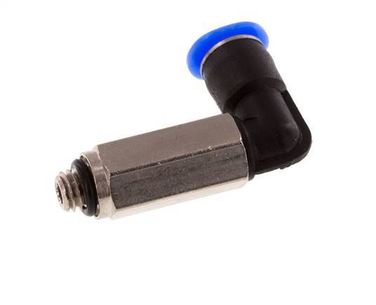 4mm x M 5 90Grad Winkel-Steckverschraubung mit Außengewinde Messing/PBT NBR lange Hülse drehbar kompaktes Design [2 Stück]