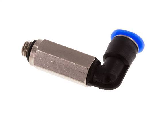 4mm x M 5 90Grad Winkel-Steckverschraubung mit Außengewinde Messing/PBT NBR lange Hülse drehbar kompaktes Design [2 Stück]