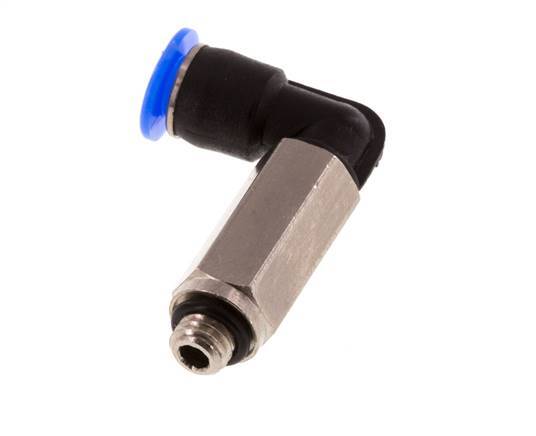 4mm x M 5 90Grad Winkel-Steckverschraubung mit Außengewinde Messing/PBT NBR lange Hülse drehbar kompaktes Design [2 Stück]