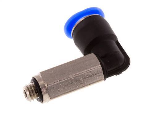 6mm x M 5 90Grad Winkel-Steckverschraubung mit Außengewinde Messing/PBT NBR lange Hülse drehbar kompaktes Design [2 Stück]