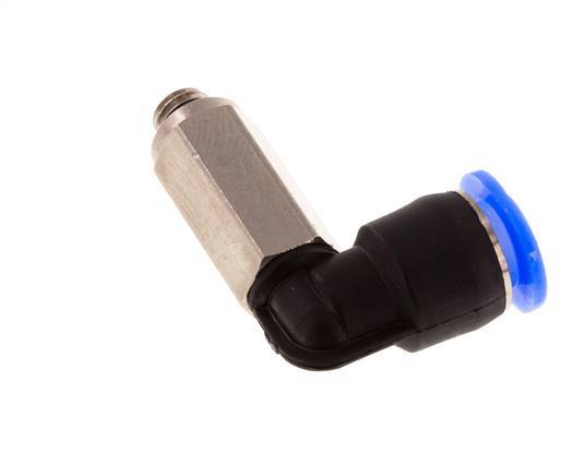 6mm x M 5 90Grad Winkel-Steckverschraubung mit Außengewinde Messing/PBT NBR lange Hülse drehbar kompaktes Design [2 Stück]