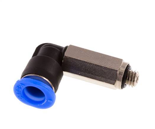 6mm x M 5 90Grad Winkel-Steckverschraubung mit Außengewinde Messing/PBT NBR lange Hülse drehbar kompaktes Design [2 Stück]