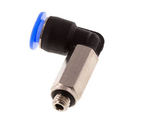 6mm x M 5 90Grad Winkel-Steckverschraubung mit Außengewinde Messing/PBT NBR lange Hülse drehbar kompaktes Design [2 Stück]