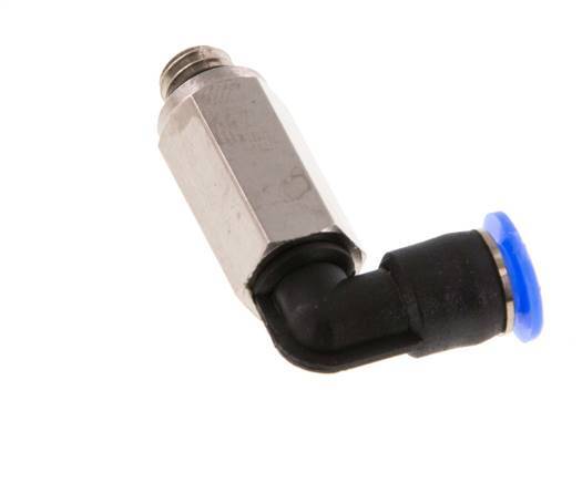 4mm x M 6 90° Winkel-Steckverschraubung mit Außengewinde Messing/PBT NBR lange Hülse drehbar kompaktes Design [2 Stück]