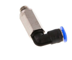 4mm x M 6 90° Winkel-Steckverschraubung mit Außengewinde Messing/PBT NBR lange Hülse drehbar kompaktes Design [2 Stück]