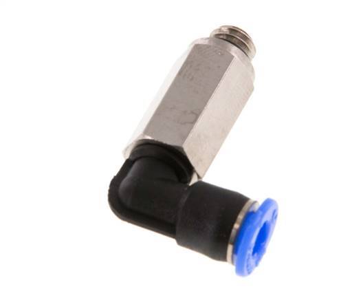 4mm x M 6 90° Winkel-Steckverschraubung mit Außengewinde Messing/PBT NBR lange Hülse drehbar kompaktes Design [2 Stück]