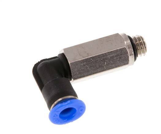 4mm x M 6 90° Winkel-Steckverschraubung mit Außengewinde Messing/PBT NBR lange Hülse drehbar kompaktes Design [2 Stück]