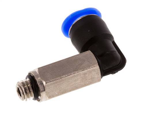 6mm x M 6 90deg Elbow Push-in Fitting with Male Threads Brass/PBT NBR Long Sleeve Rotatable Compact Design [2 Pieces]