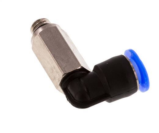 6mm x M 6 90° Winkel-Steckverschraubung mit Außengewinde Messing/PBT NBR lange Hülse drehbar kompaktes Design [2 Stück]