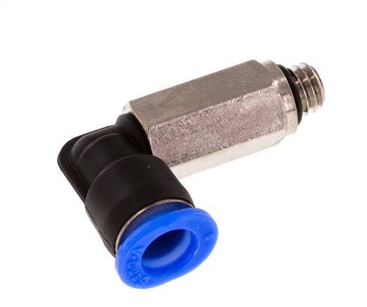 6mm x M 6 90° Winkel-Steckverschraubung mit Außengewinde Messing/PBT NBR lange Hülse drehbar kompaktes Design [2 Stück]