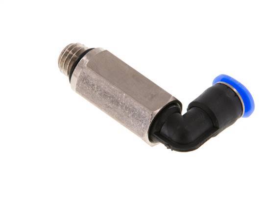 4mm x M 7 90° Winkel-Steckverschraubung mit Außengewinde Messing/PBT NBR lange Hülse drehbar kompaktes Design [2 Stück]