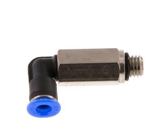 4mm x M 7 90° Winkel-Steckverschraubung mit Außengewinde Messing/PBT NBR lange Hülse drehbar kompaktes Design [2 Stück]