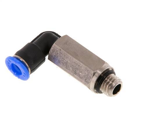 4mm x M 7 90° Winkel-Steckverschraubung mit Außengewinde Messing/PBT NBR lange Hülse drehbar kompaktes Design [2 Stück]