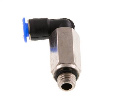 4mm x M 7 90° Winkel-Steckverschraubung mit Außengewinde Messing/PBT NBR lange Hülse drehbar kompaktes Design [2 Stück]