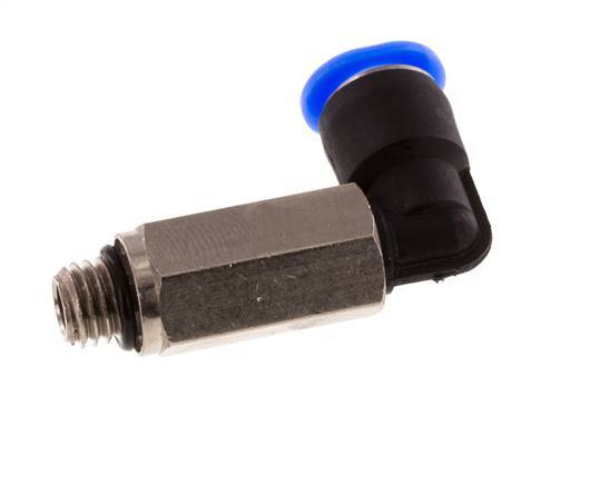 6mm x M 7 90° Winkel-Steckverschraubung mit Außengewinde Messing/PBT NBR lange Hülse drehbar kompaktes Design [2 Stück]