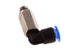 6mm x M 7 90° Winkel-Steckverschraubung mit Außengewinde Messing/PBT NBR lange Hülse drehbar kompaktes Design [2 Stück]