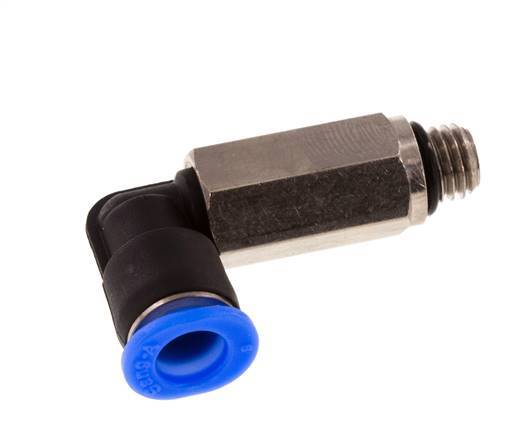 6mm x M 7 90° Winkel-Steckverschraubung mit Außengewinde Messing/PBT NBR lange Hülse drehbar kompaktes Design [2 Stück]