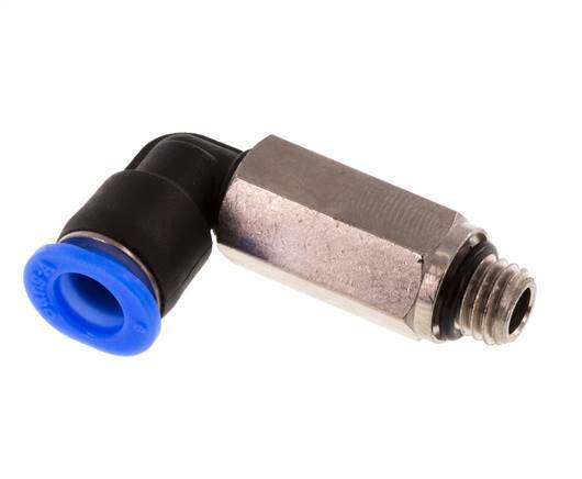 6mm x M 7 90° Winkel-Steckverschraubung mit Außengewinde Messing/PBT NBR lange Hülse drehbar kompaktes Design [2 Stück]