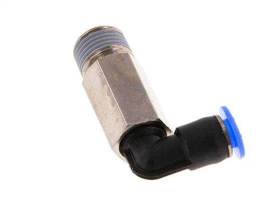 4mm x R1/8'' 90deg Winkel-Steckverschraubung mit Außengewinde Messing/PBT NBR Lange Hülse Drehbares Kompaktdesign [2 Stück]