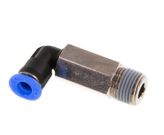 4mm x R1/8'' 90deg Winkel-Steckverschraubung mit Außengewinde Messing/PBT NBR Lange Hülse Drehbares Kompaktdesign [2 Stück]