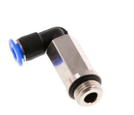 4mm x G1/8'' 90deg Winkel-Steckverschraubung mit Außengewinde Messing/PBT NBR Lange Hülse Drehbares Kompaktdesign [2 Stück]