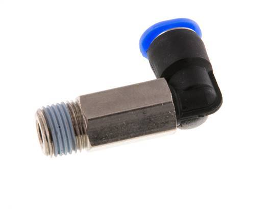 6mm x R1/8'' 90deg Winkel-Steckverschraubung mit Außengewinde Messing/PBT NBR Lange Hülse Drehbares Kompaktdesign [2 Stück]