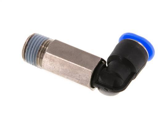 6mm x R1/8'' 90deg Winkel-Steckverschraubung mit Außengewinde Messing/PBT NBR Lange Hülse Drehbares Kompaktdesign [2 Stück]